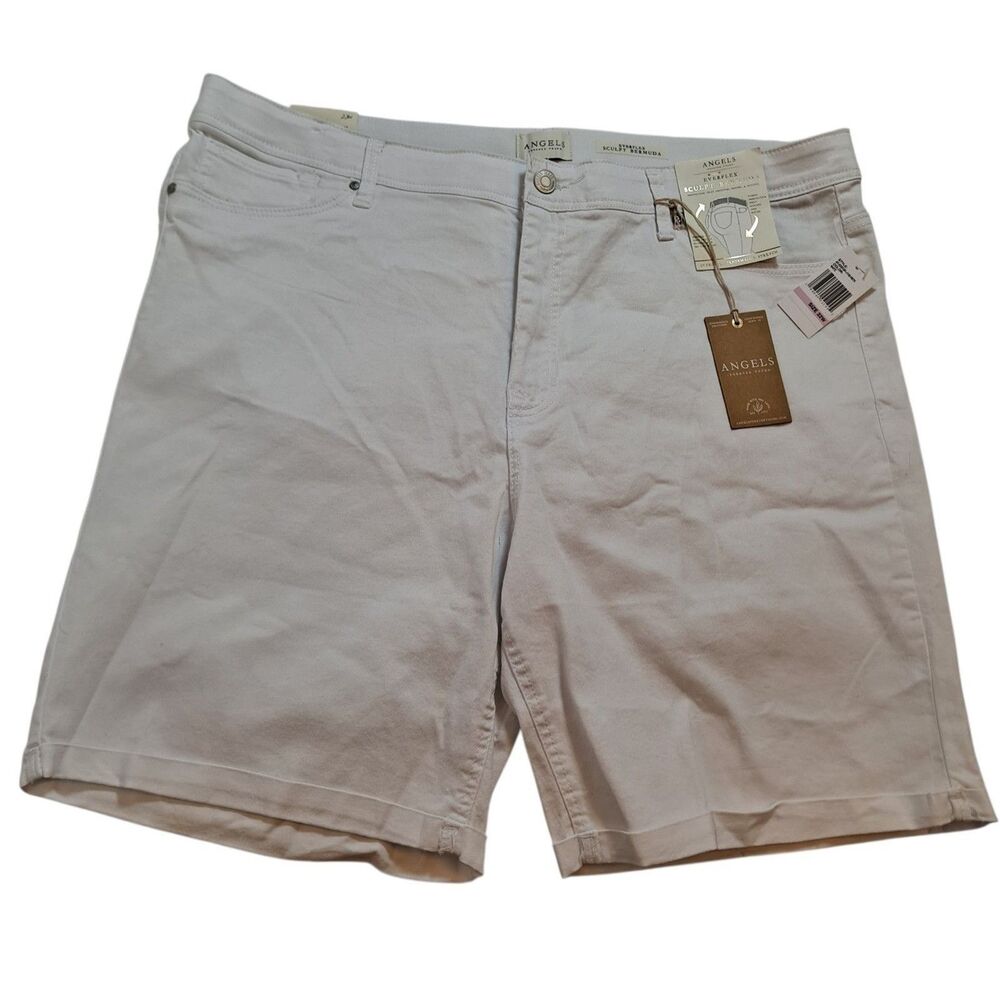 Angels Forever Young Womens Plus Bermuda Shorts Size 24W White Stretch